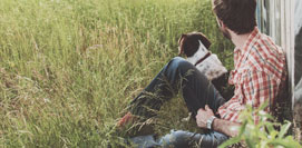 picture showing a man with a dog