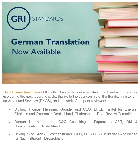image illustrating the GRI standards german translation
