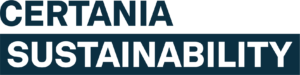 CERTANIA_Sustainability_logo_horizontal_darkblue_RGB Textlogo mit dem Wort „CERTANIA“ oben und „SUSTAINABILTY“ unten in Fettdruck. Das Wort „SUSTAINABILTY“ enthält einen Rechtschreibfehler; vor dem „T“ fehlt ein „I“.