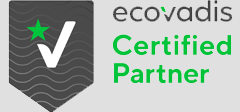 Das Abzeichen Ecovadis Certified Partner zeigt ein Häkchen mit einem grünen Stern auf einem grauen Schild sowie den Text ecovadis Certified Partner in grüner und schwarzer Schrift - perfekt, um das Engagement von Lansinoh SBT für Nachhaltigkeit zu repräsentieren.