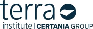 TerraInstitute Das Logo des Terra Institute CERTANIA Group mit einem kreisförmigen Symbol, das eine stilisierte Welle darstellt. Die Schriftzüge „terra institute | CERTANIA GROUP“ sind in fetter und normaler Schrift dargestellt.