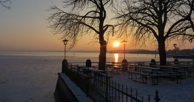 lake view of a sunset in winter illustrating the article about the TCFD standard