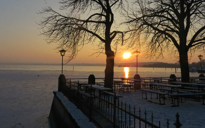 lake view of a sunset in winter illustrating the article about the TCFD standard